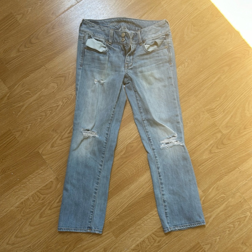 American eagle cropped stretch jeans, super comfortable, size 0